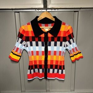 Anthropologie The Kinsley Collared Crop Cardigan Sweater By Maeve Womens Medium